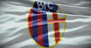 Barselona, İspanya - 17 Eylül 2022: Bologna futbol kulübü, futbol takımı logosu. Döngü animasyonu, İllüstrasyon Editörü.