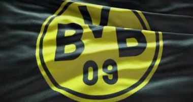 Barselona, İspanya - 17 Eylül 2022: Borussia Dortmund futbol kulübü, futbol takımı logosu. Döngü animasyonu, İllüstrasyon Editörü.