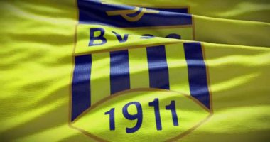 Barcelona, İspanya - 17 Eylül 2022: BVSC Budapeşte futbol kulübü, futbol takımı logosu. Döngü animasyonu, İllüstrasyon Editörü.