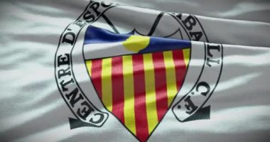 Barselona, İspanya - 17 Eylül 2022: CE Sabadell futbol kulübü, futbol takımı logosu. Döngü animasyonu, İllüstrasyon Editörü.