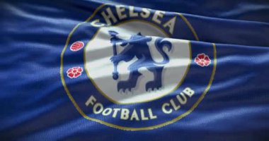 Barselona, İspanya - 17 Eylül 2022: Chelsea FC futbol kulübü, futbol takımı logosu. Döngü animasyonu, İllüstrasyon Editörü.