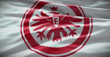 Barselona, İspanya - 17 Eylül 2022: Eintracht Frankfurt futbol kulübü, futbol takımı logosu. Döngü animasyonu, İllüstrasyon Editörü.