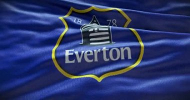Barselona, İspanya - 17 Eylül 2022: Everton FC futbol kulübü, futbol takımı logosu. Döngü animasyonu, İllüstrasyon Editörü.