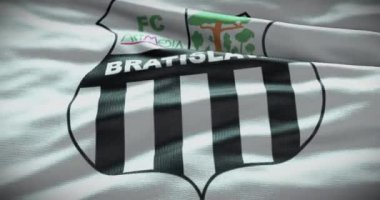 Barselona, İspanya - 17 Eylül 2022: Petrzalka Bratislava futbol kulübü, futbol takımı logosu. Döngü animasyonu, İllüstrasyon Editörü.