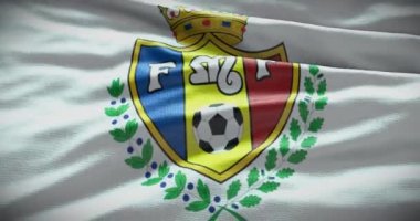 Barselona, İspanya - 17 Eylül 2022: Moldova futbol federasyonu, futbol milli takım logosu. Döngü animasyonu, İllüstrasyon Editörü.