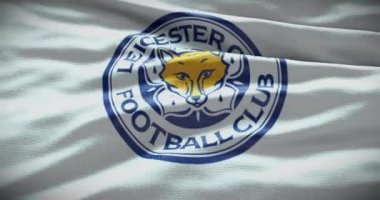 Barselona, İspanya - 17 Eylül 2022: Leicaster City futbol kulübü, futbol takımı logosu. Döngü animasyonu, İllüstrasyon Editörü.