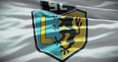 Barcelona, İspanya - 17 Eylül 2022: SC Leipzig futbol kulübü, futbol takımı logosu. Döngü animasyonu, İllüstrasyon Editörü.