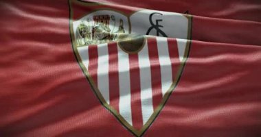 Barselona, İspanya - 17 Eylül 2022 Sevilla futbol kulübü, futbol takımı logosu. Döngü animasyonu, İllüstrasyon Editörü.