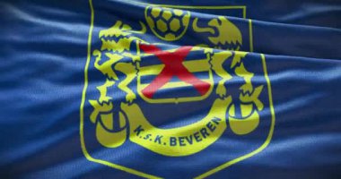 Barselona, İspanya - 17 Eylül 2022: SK Beveren futbol kulübü, futbol takımı logosu. Döngü animasyonu, İllüstrasyon Editörü.