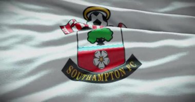 Barselona, İspanya - 17 Eylül 2022: Southampton futbol kulübü, futbol takımı logosu. Döngü animasyonu, İllüstrasyon Editörü.