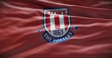 Barselona, İspanya - 17 Eylül 2022: Stoke City futbol kulübü, futbol takımı logosu. Döngü animasyonu, İllüstrasyon Editörü.