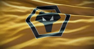Barselona, İspanya - 17 Eylül 2022 Wolverhampton Wanderers futbol kulübü, futbol takımı logosu. Döngü animasyonu, İllüstrasyon Editörü.