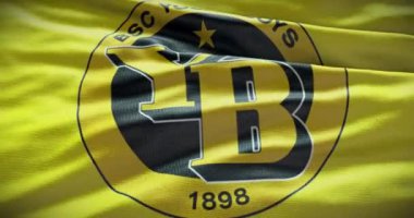 Barselona, İspanya - 17 Eylül 2022: Young Boys futbol kulübü, futbol takımı logosu. Döngü animasyonu, İllüstrasyon Editörü.