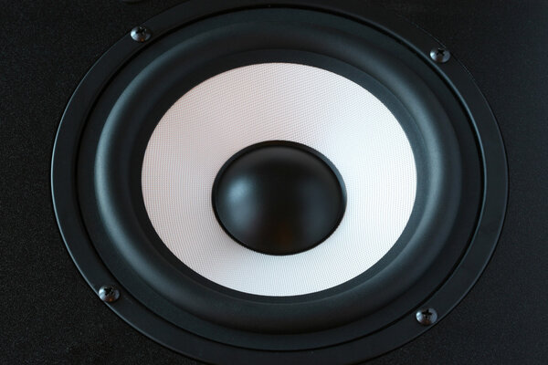 One audio speaker horizontal close up view