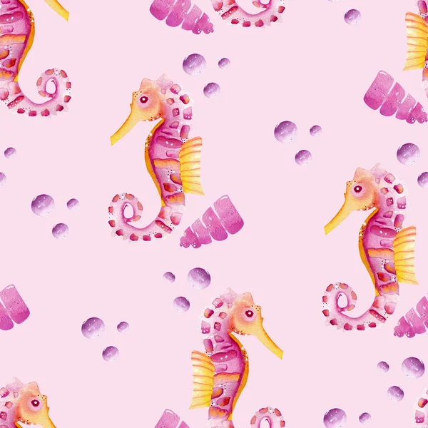 Watercolor under the sea seamless pattern, perfect to use on the web or in print