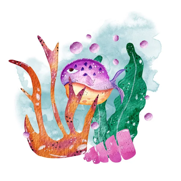 Watercolor Sea Illustration Perfect Use Web Print — Stock Photo, Image