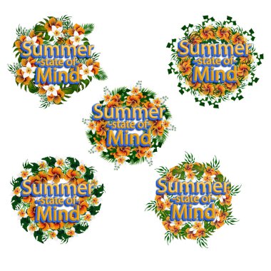 Suluboya merhaba yaz illüstrasyonu, internette ya da basılı olarak kullanmak için mükemmel