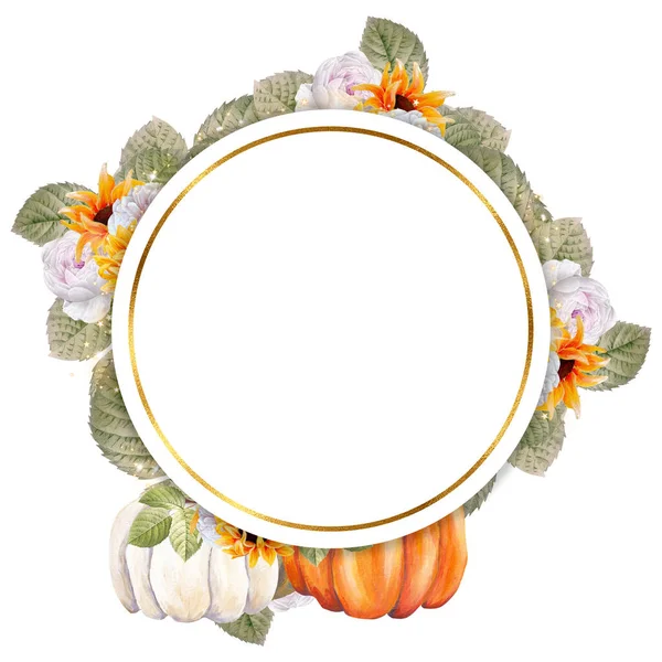 Watercolor Autumn Pumpkin Composition Perfect Use Web Print — Stockfoto