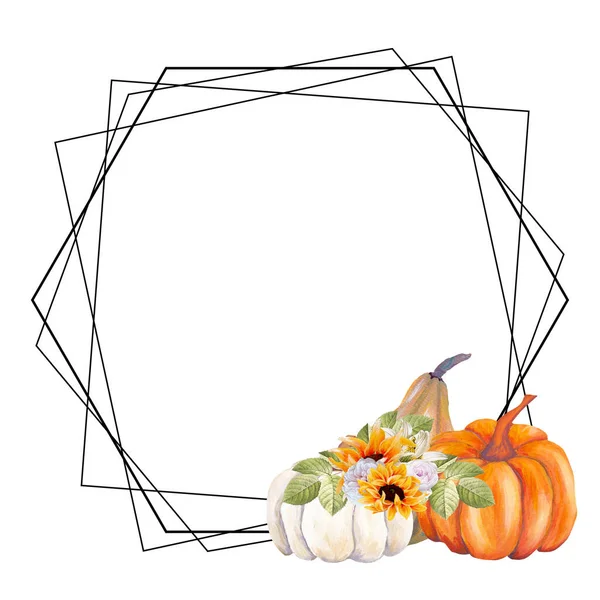 Watercolor Autumn Pumpkin Composition Perfect Use Web Print — Stock Photo, Image