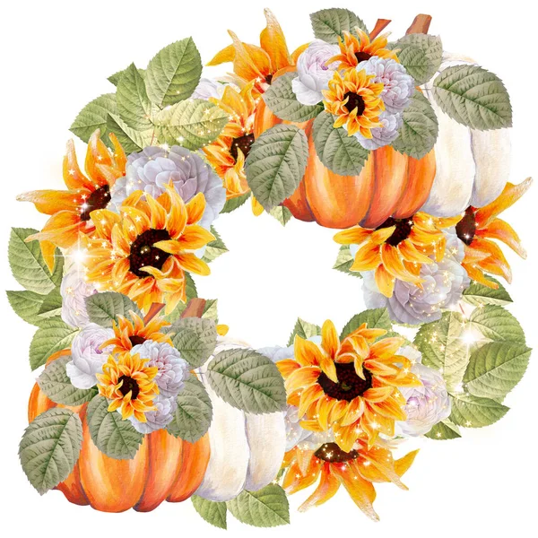 Watercolor Autumn Pumpkin Composition Perfect Use Web Print —  Fotos de Stock