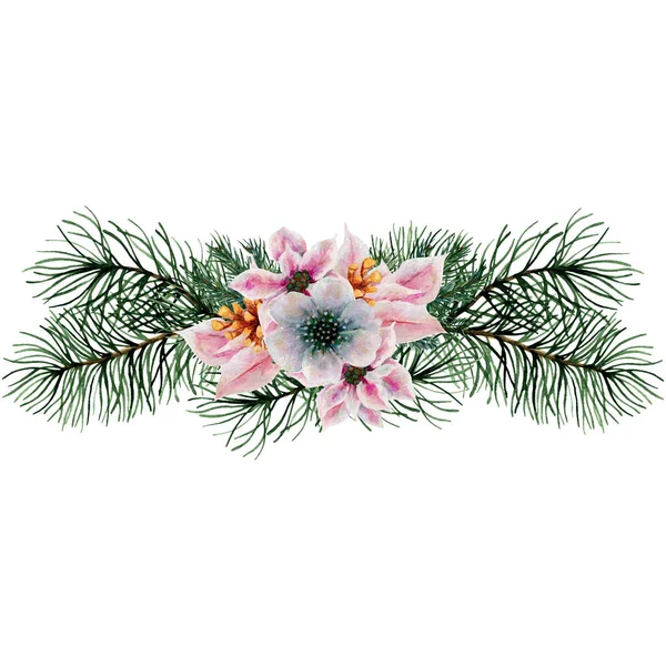 Watercolor Christmas Poinsettia Composition Perfect Use Web Print —  Fotos de Stock