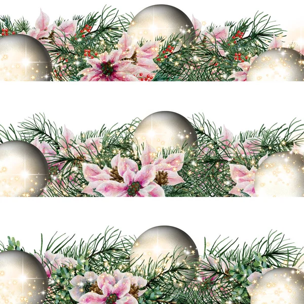 Watercolor Christmas Poinsettia Composition Perfect Use Web Print — 图库照片