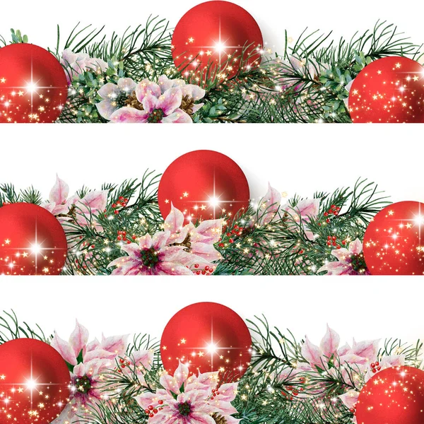 Watercolor Christmas Poinsettia Composition Perfect Use Web Print — 图库照片