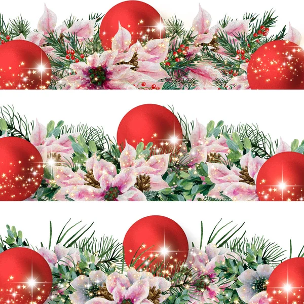 Watercolor Christmas Poinsettia Composition Perfect Use Web Print — Stock fotografie