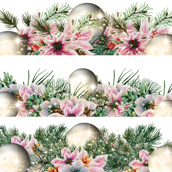 Watercolor Christmas Poinsettia Composition Perfect Use Web Print — Stock Photo, Image