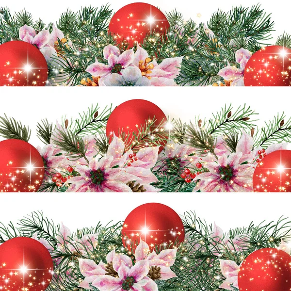 Watercolor Christmas Poinsettia Composition Perfect Use Web Print — Stock fotografie