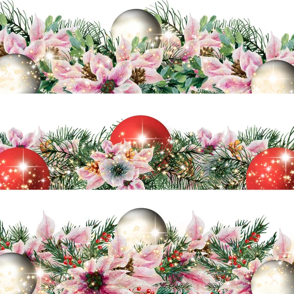 Watercolor Christmas Poinsettia Composition Perfect Use Web Print — 图库照片