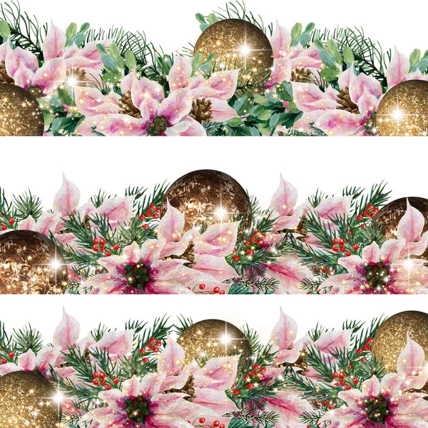 Watercolor Christmas Poinsettia Composition Perfect Use Web Print — Stok fotoğraf