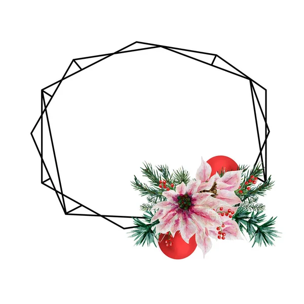 Watercolor Christmas Poinsettia Composition Perfect Use Web Print — Stockfoto