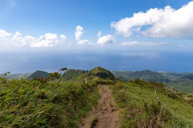 Pelee Dağı 'nın tepesine yürü, Martinik, Fransız Antilleri