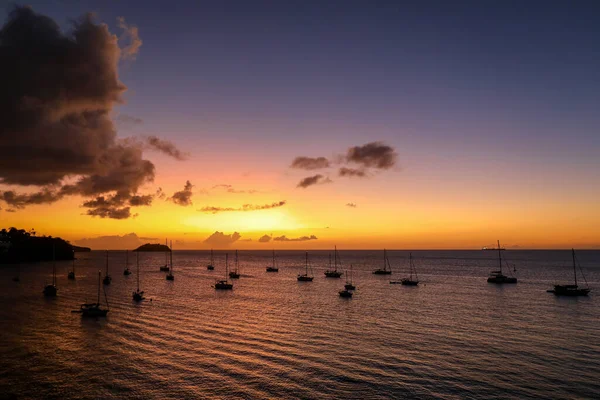 Puesta Sol Anse Mitan Les Trois Ilets Martinica Antillas Francesas — Foto de Stock