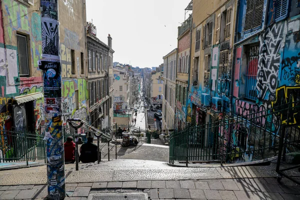 Centrum Marsylii Francja Kolorowa Ulica — Zdjęcie stockowe