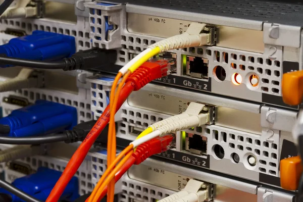 Fibra e scheda Ethernet — Foto Stock