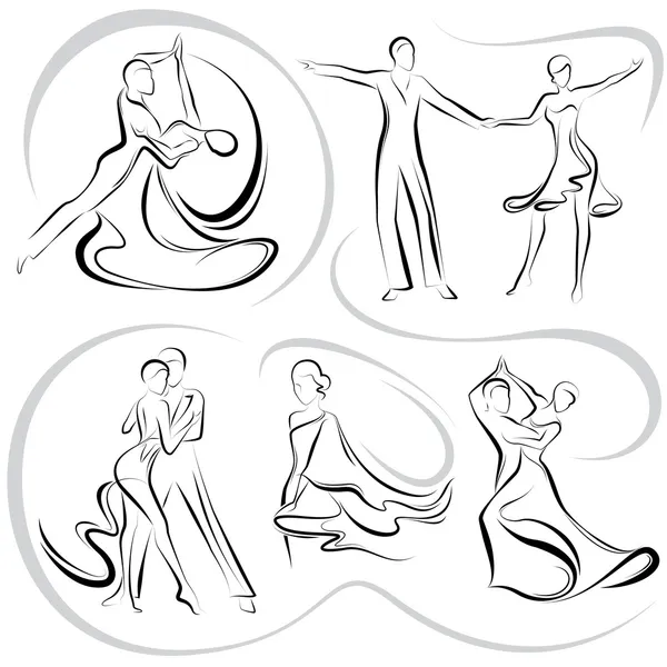 Parejas bailando — Vector de stock