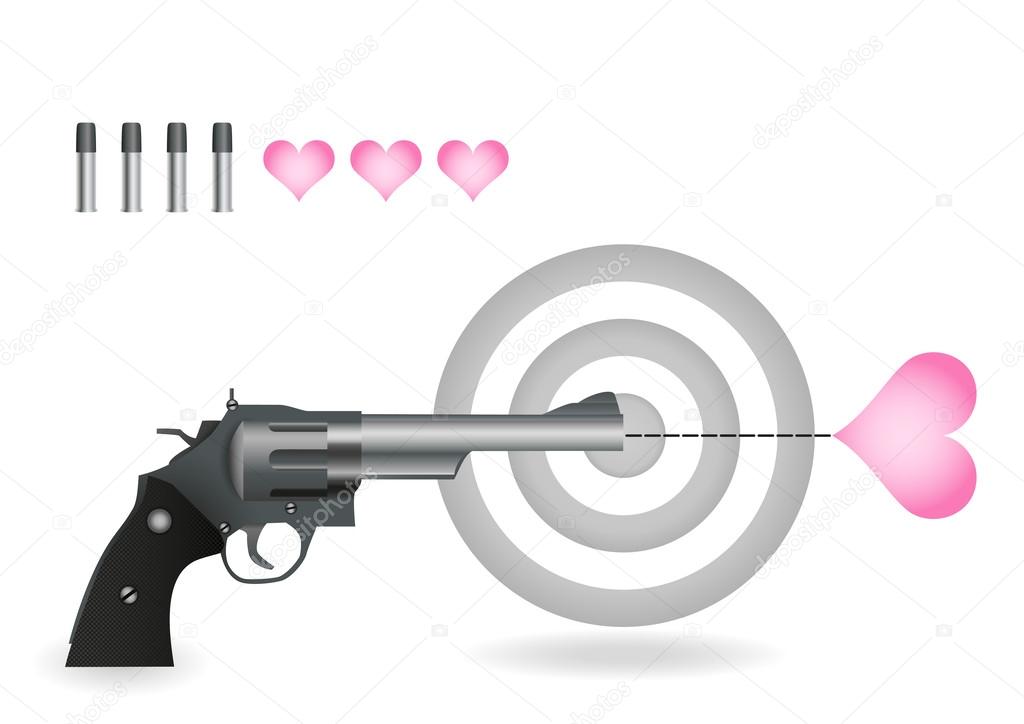 Revolver shooting hearts