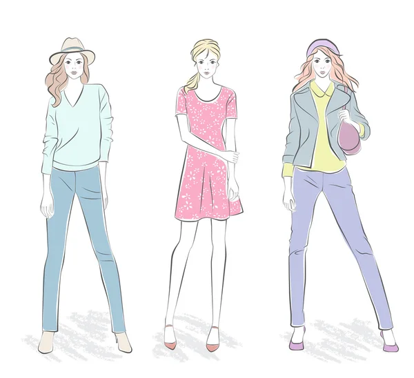 Mode-Mädchen — Stockvektor