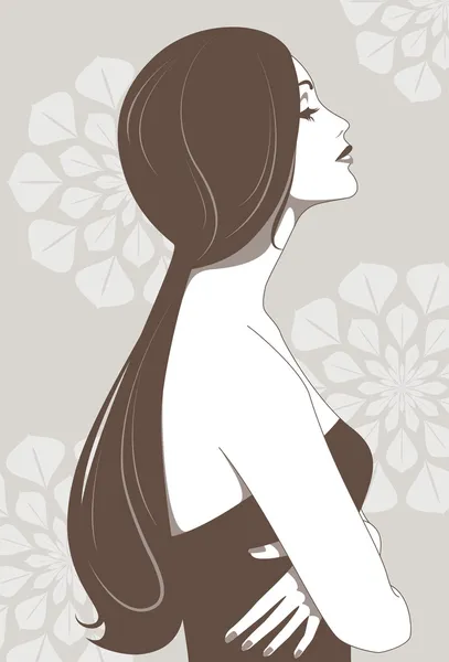 Belle fille aux cheveux longs — Image vectorielle