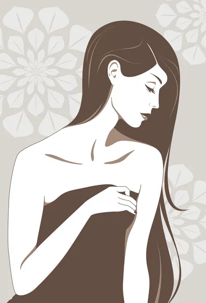Красива дівчина з довгим волоссям — стоковий вектор