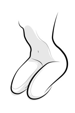 Çekici, baştan çıkarıcı, çıplak kadın vücudunun çizimi.