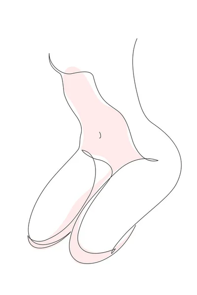 美丽诱人的裸体女性坐姿的矢量图解 连续线条绘画艺术 — 图库矢量图片