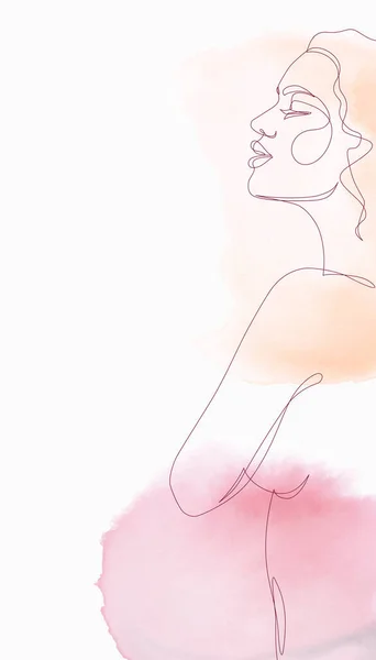 Διάνυσμα Εικονογράφηση Του Όμορφη Σαγηνευτική Γυμνή Γυναίκα Προβολή Προφίλ Συνεχή — Διανυσματικό Αρχείο