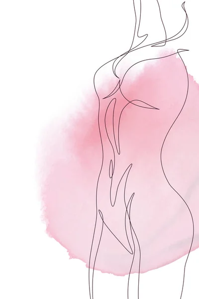 Διάνυσμα Εικονογράφηση Του Όμορφου Σαγηνευτικό Γυμνό Γυναικείο Σώμα Συνεχή Γραμμή — Διανυσματικό Αρχείο