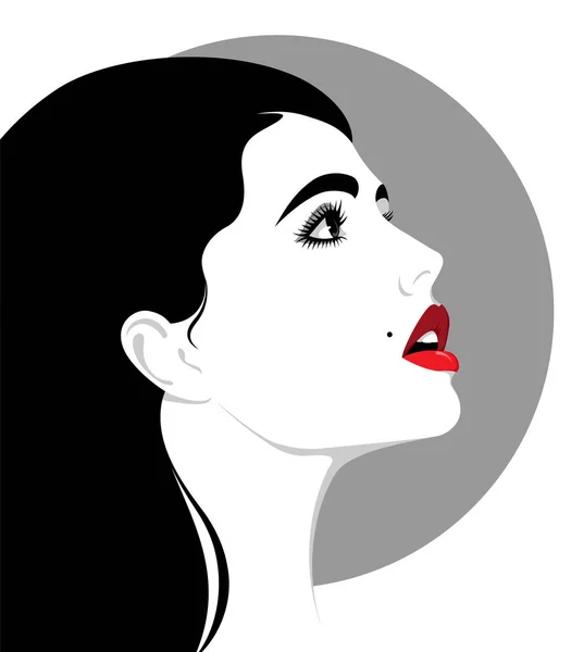 Ilustración Simple Atractiva Joven Sensual Con Mancha Belleza Cara Labios — Vector de stock