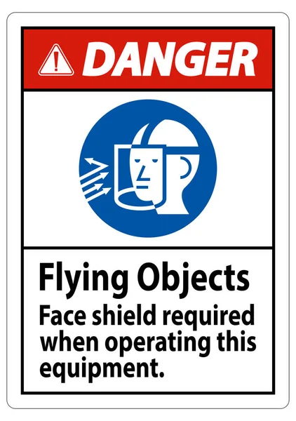 Signal Danger Objets Volants Écran Facial Requis Lors Utilisation Cet — Image vectorielle