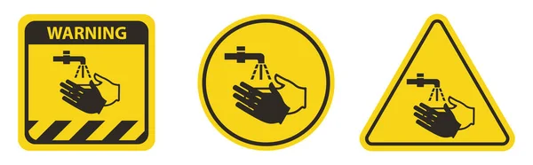 Försiktighet Tvätta Din Hand Symbol Isolera Vit Bakgrund — Stock vektor