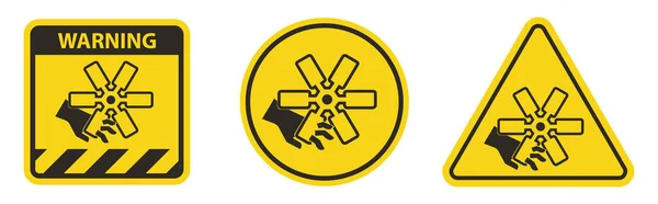 Mise Garde Coupe Des Doigts Signe Symbole Ventilateur Moteur Main — Image vectorielle